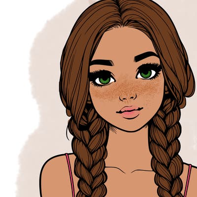 realistic girl with braids
