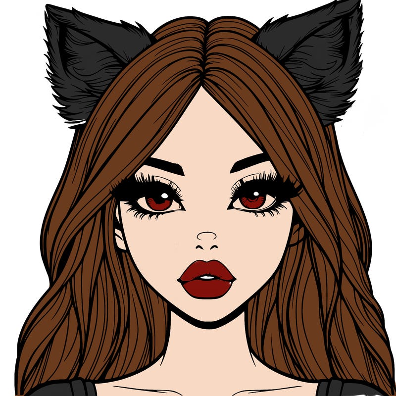 realistic girl with fox ears and realistic lips