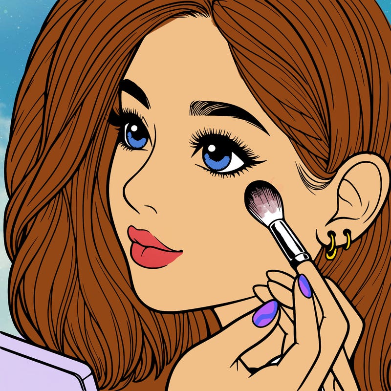 a realistic girl doing her makeup