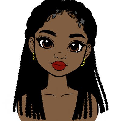 a realistic black girl with braids