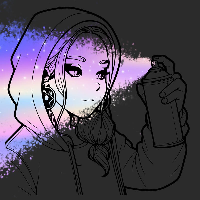 a realistic girl, spray painting