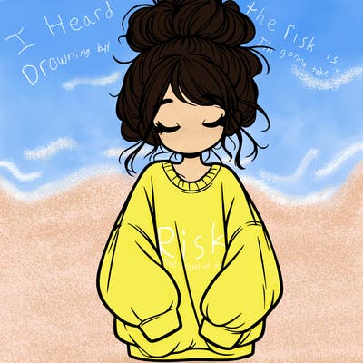 girl with baggy sweatshirt and messy bun