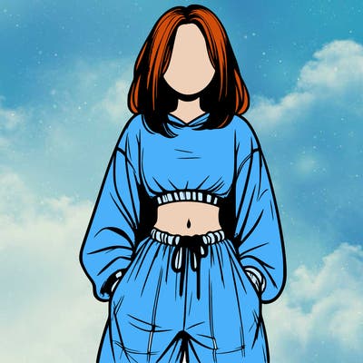 realistic girl faceless with baggy pants and a crop top