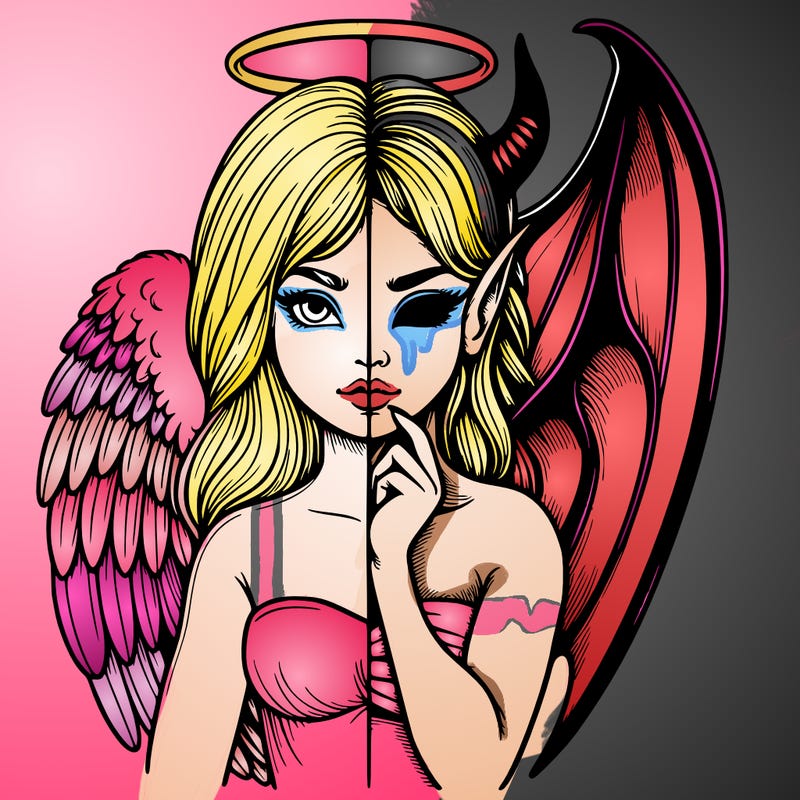 realistic angel half demon