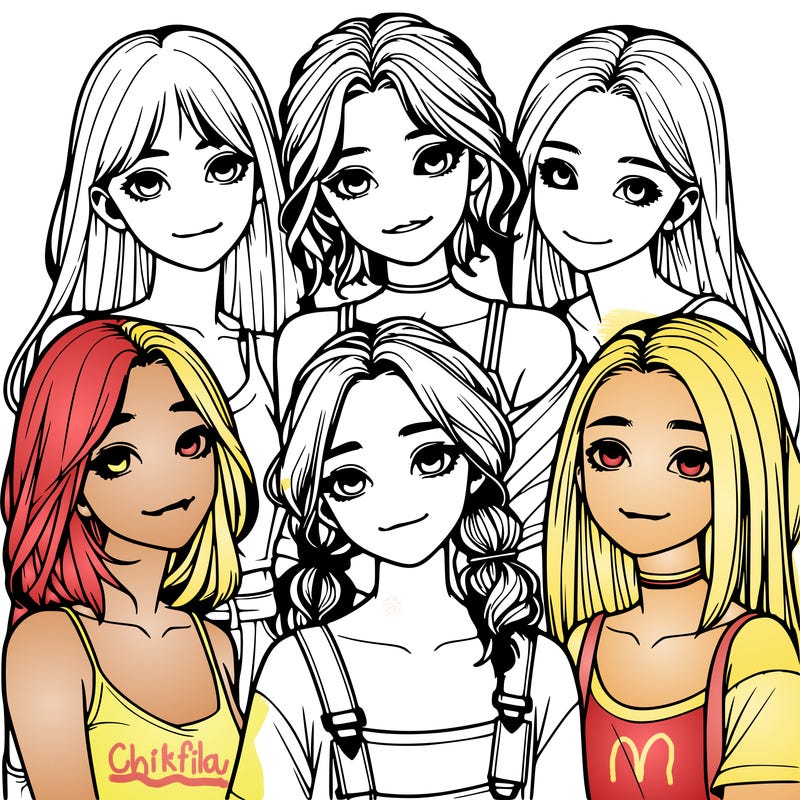 a group of girls realistic