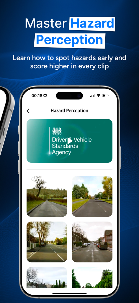 Theory Test Hero UK 2026 - Theory Test Hero app showing hazard perception mock tests with DVSA videos