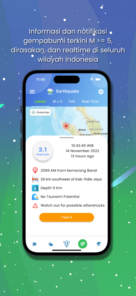The Info BMKG app showing real-time earthquake data and safety alerts
