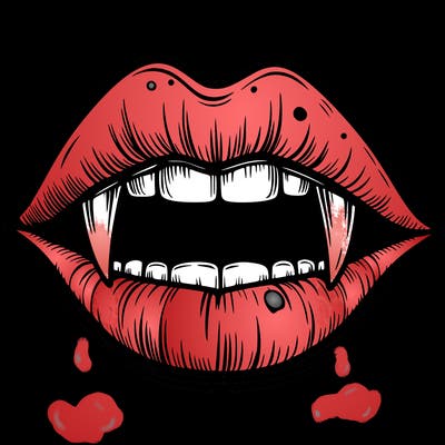 lips with vampire teeth