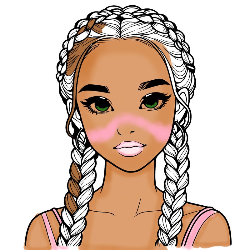 realistic girl with braids