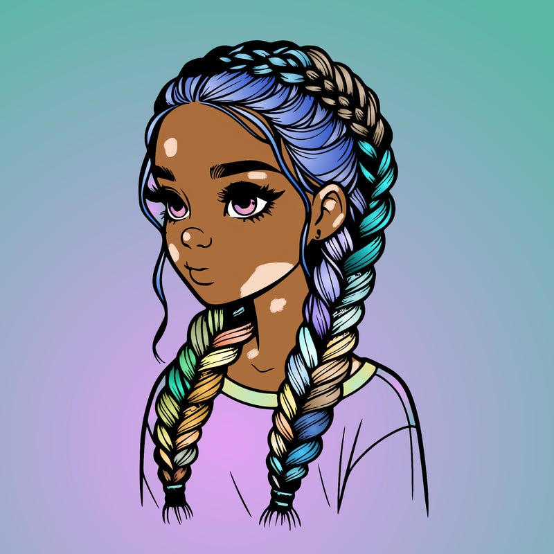 realistic girl with braids