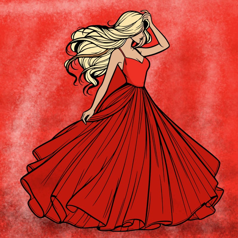 realistic woman with dress flowing in the wind