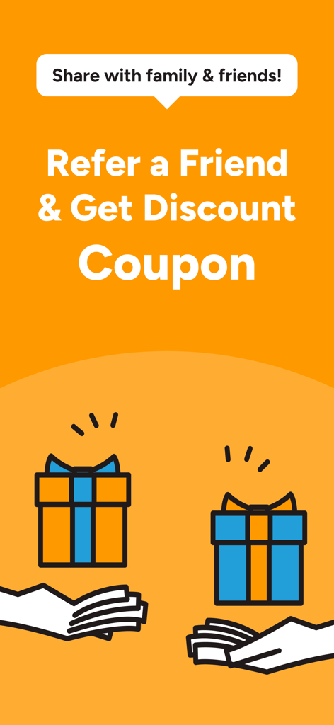 trifa - Travel eSIM Store App - trifa旅行eSIMアプリのプロモーション画面。友人や家族を紹介すると割引クーポンがもらえるオファーが表示されています。