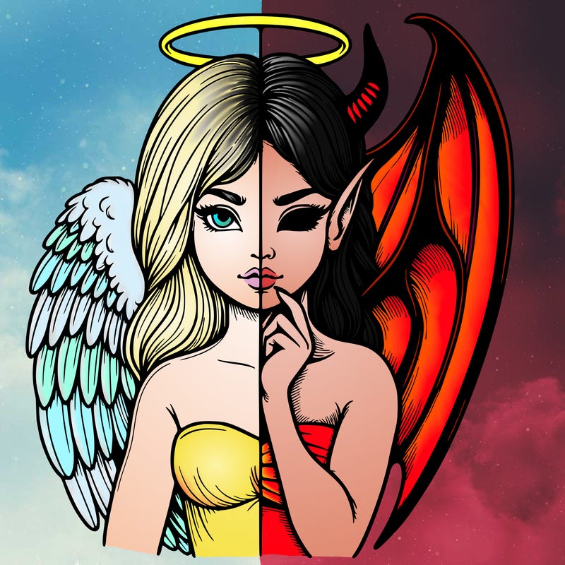 realistic angel half demon