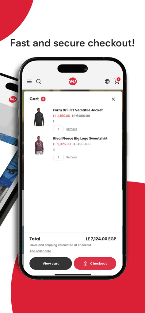 WayUp Sports - WayUp Sports mobile app shopping cart screen showing items and checkout button