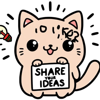 a cute cat saying share your ideas