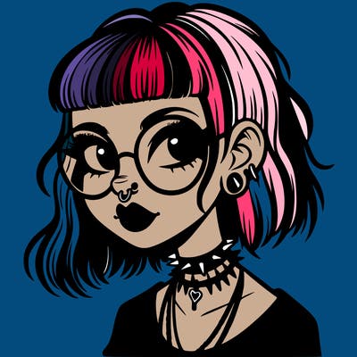 gothic girl with a mullet and glasses