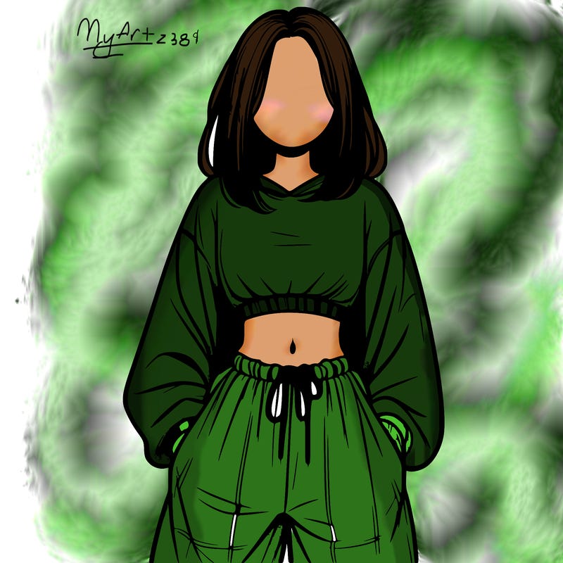 realistic girl faceless with baggy pants and a crop top