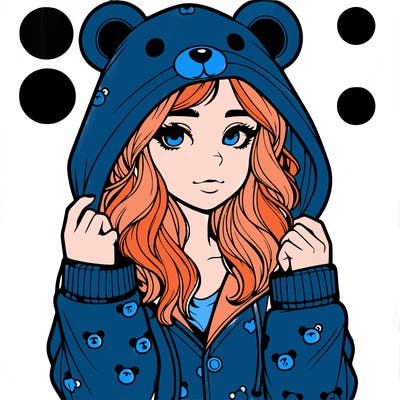 realistic girl in a animal pjs hoodie