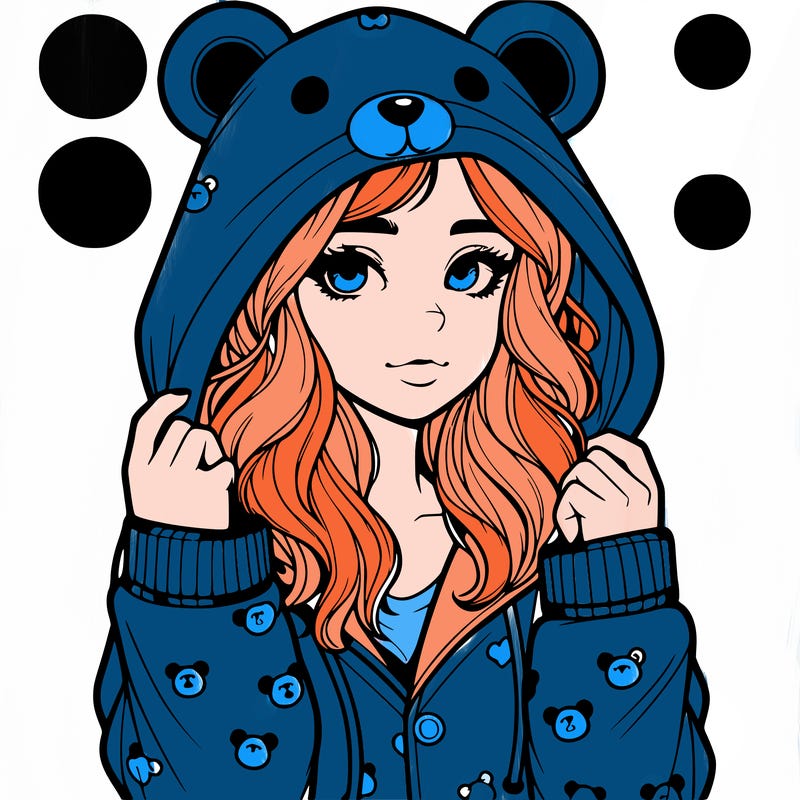 realistic girl in a animal pjs hoodie