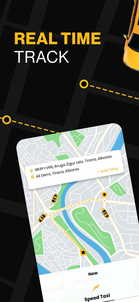 Speed Taxi Albania - Real time taxi tracking on a map in Tirana Albania