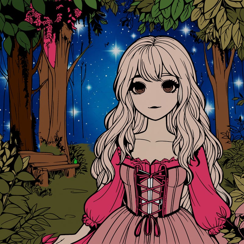 realistic girl in an enchanted forest