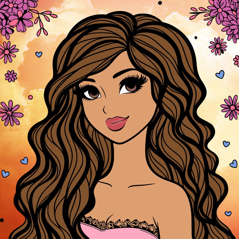 pretty woman with long wavy hair