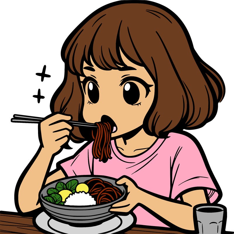a girl eating food