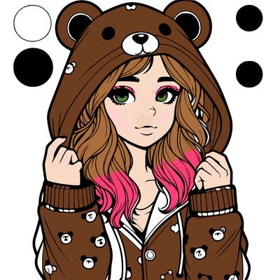 realistic girl in a animal pjs hoodie