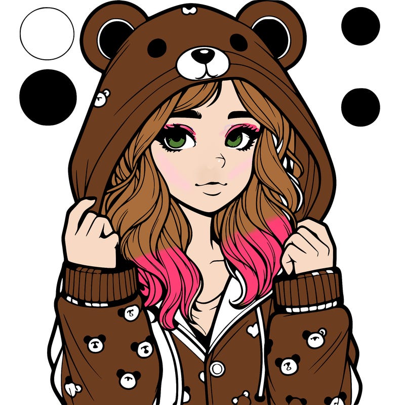realistic girl in a animal pjs hoodie