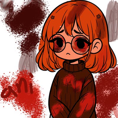 sad girl with glasses in a sweater