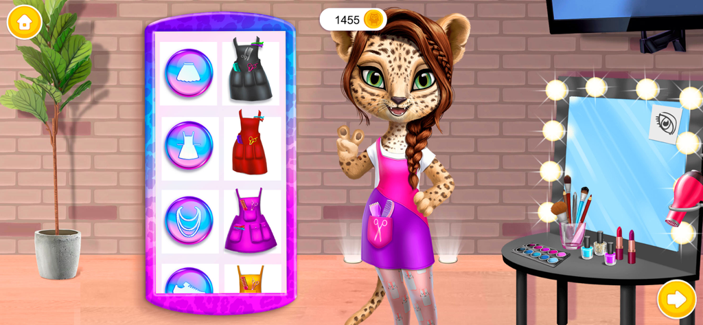 Amy's Animal Hair Salon - Amy la leopardo eligiendo un atuendo de estilista en su salón de peluquería animal