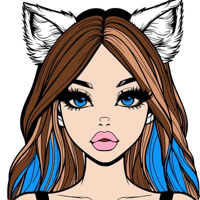 realistic girl with fox ears and realistic lips