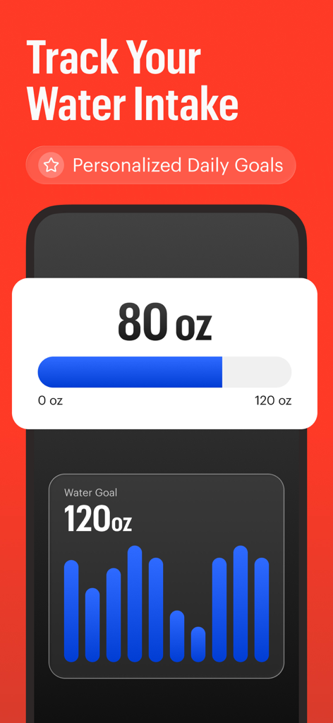 Zero: Fasting & Food Tracker - Pantalla de seguimiento de agua de la aplicación Zero que muestra una barra de progreso y objetivos diarios de hidratación