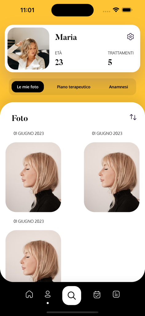 Skinboost - User profile screen in Skinboost app showing a gallery of progress photos for tracking skin health