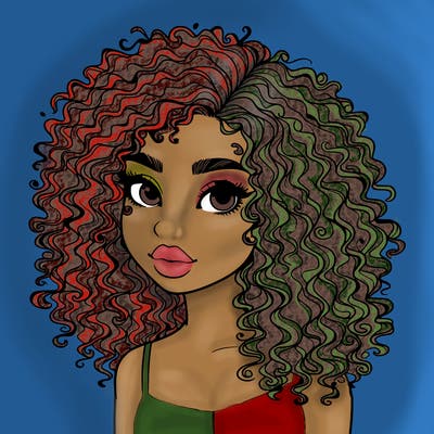 girl with curly hair realistic