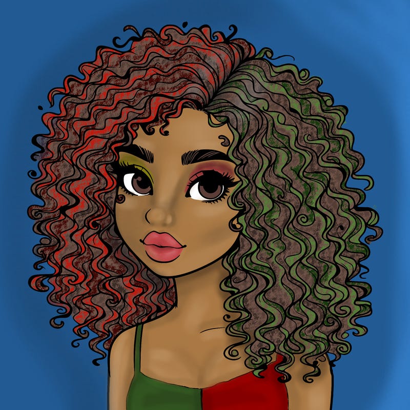 girl with curly hair realistic