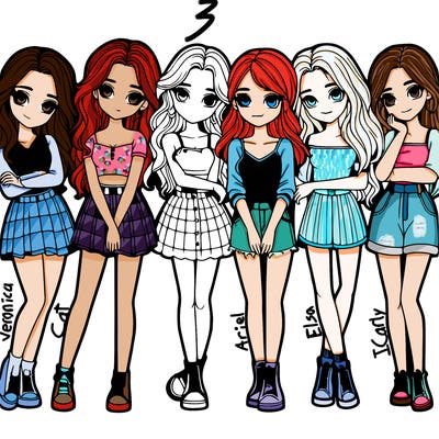 a group of girls realistic