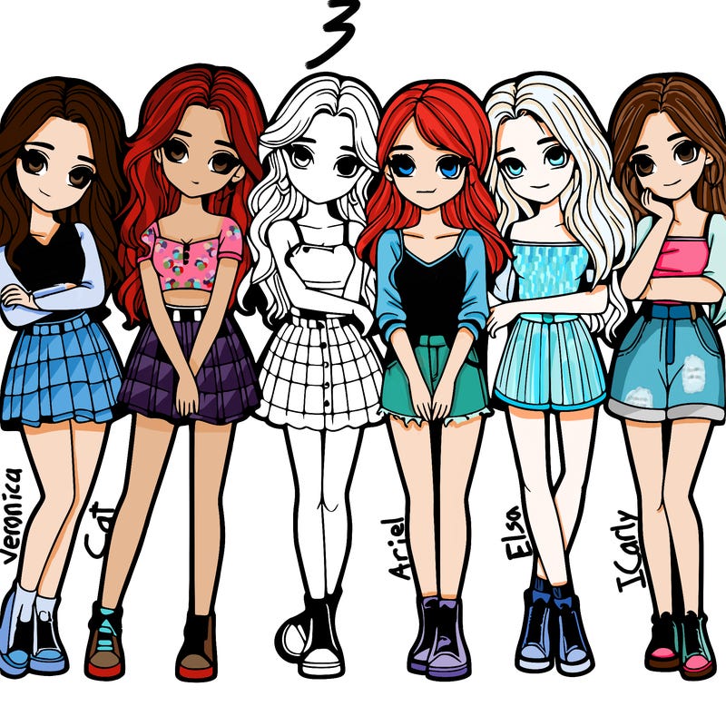 a group of girls realistic