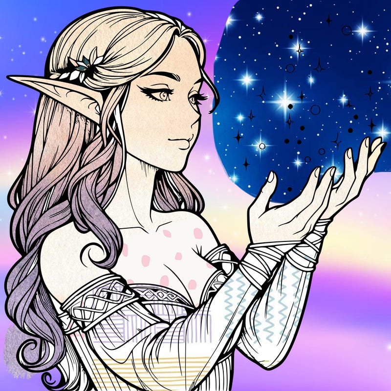 realistic elf girl doing magic