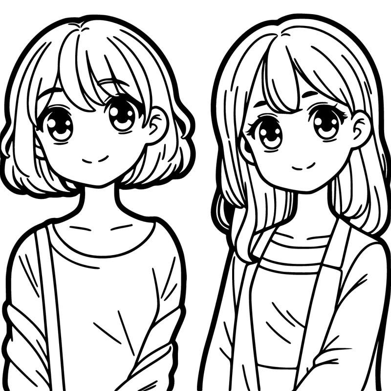 two girls one with short hair and other with long hair