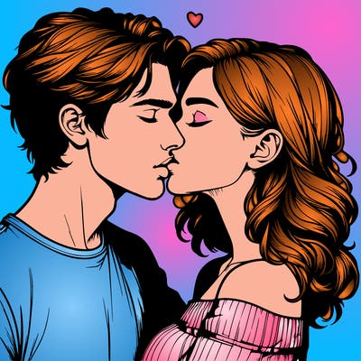 realistic couple kissing
