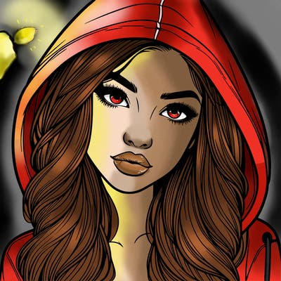 realistic beautiful girl with a hood on