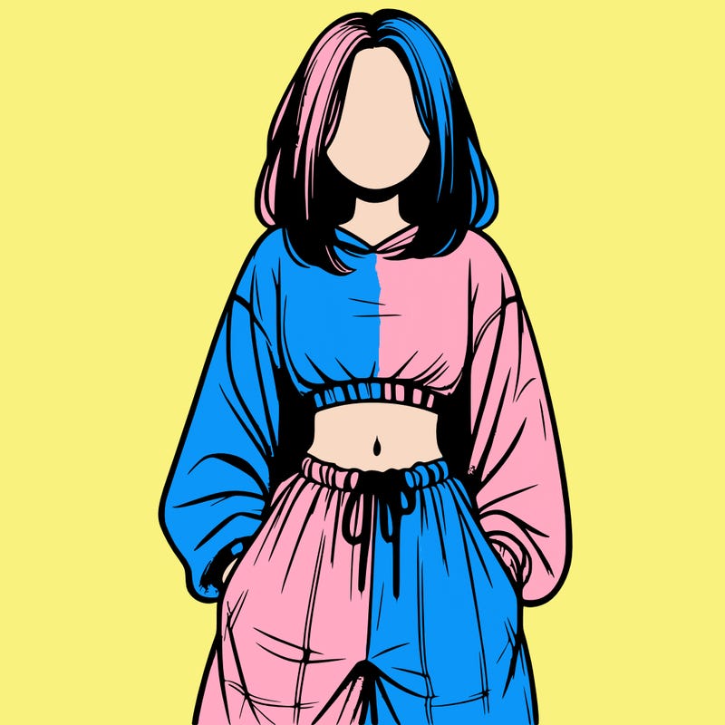 realistic girl faceless with baggy pants and a crop top