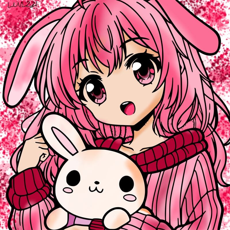 anime girl with a bunny sweater