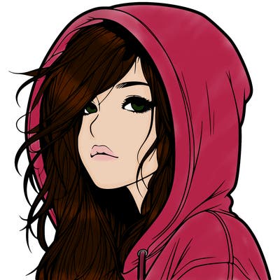 realistic girl with hoodie on