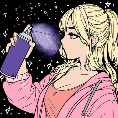 a realistic girl spray, painting