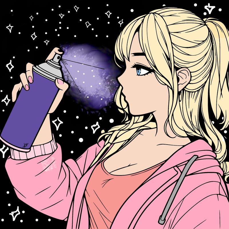 a realistic girl spray, painting