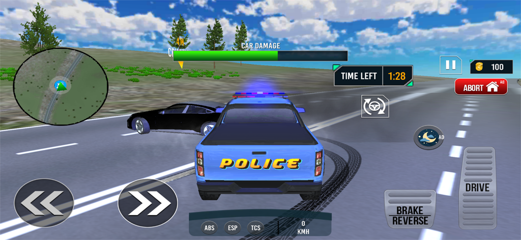 Police Officer Patrol Duty Sim - A police truck chasing a suspect car in the Police Officer Patrol Duty Sim game.