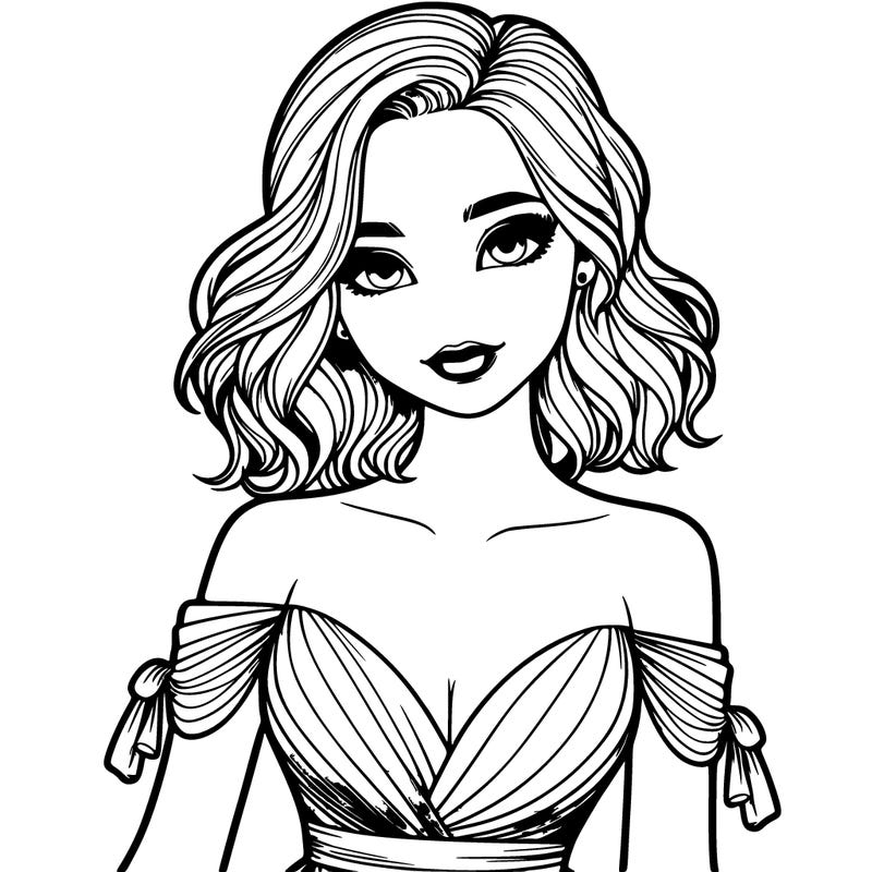 realistic girl in evening dress