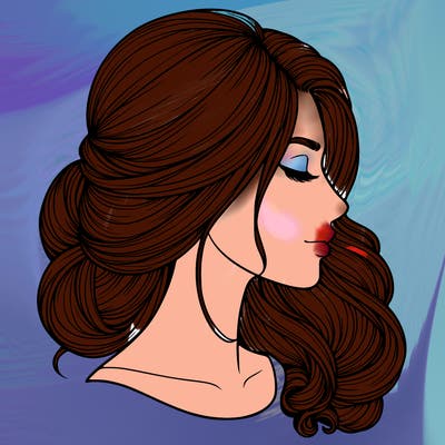 realistic woman's head & hair